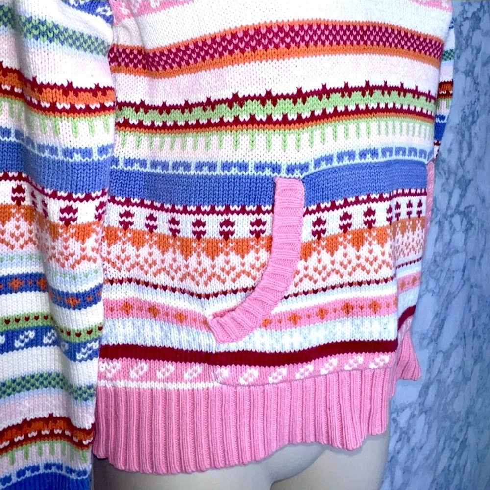 High Sierra Girls Vintage Après Ski Fair Isle Knit Hoodie Sweater Size XL - Picture 4 of 8
